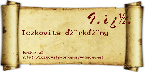 Iczkovits Örkény névjegykártya